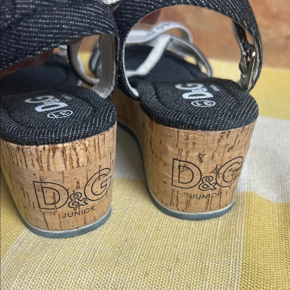 D&G Junior Navy and White Denim Sandals